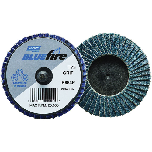 BlueFire&reg; R884P Plastic Flat Mini Flap Disc, 2" x Type 27, P80 Grit, Zirconia Alumina Sidevic Inc.