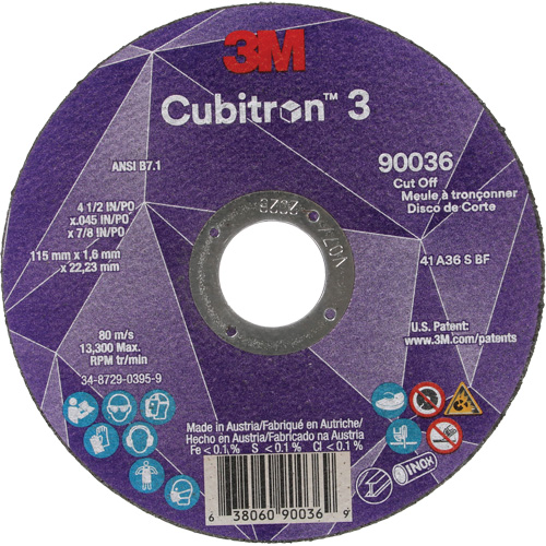 Meule &agrave; tronçonner Cubitron 3, 4-1/2" x 0,045", Arbre de 7/8", Type T1, C&eacute;ramique, 13 300 Tr/min Sidevic Inc.