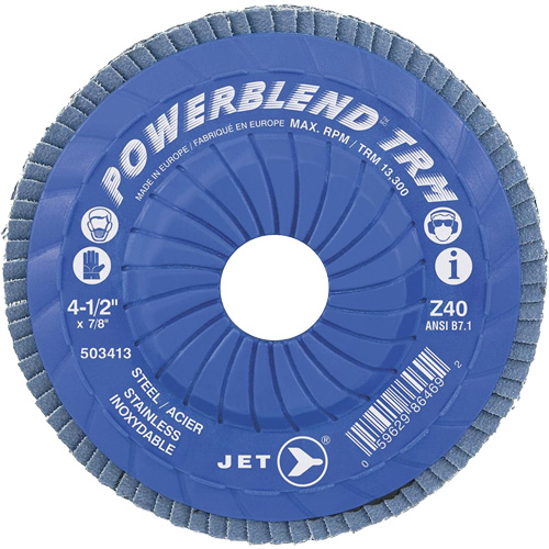 Powerblend TRM Trimmable Flap Disc, 4-1/2" x 7/8", Type 29, Z40 Grit, Zirconium Sidevic Inc.