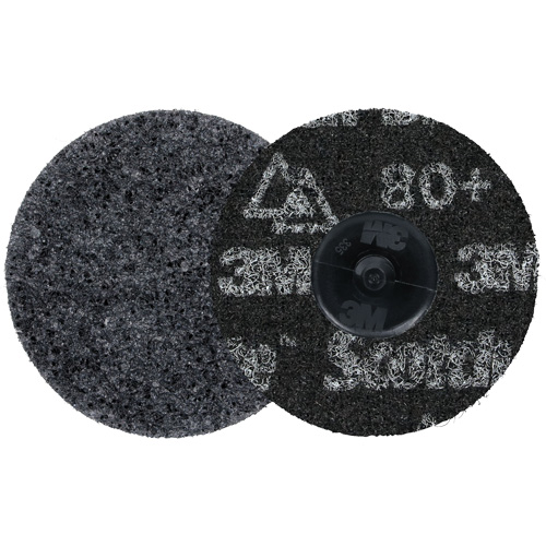 Meule robuste pour le conditionnement de pr&eacute;cision des surfaces Scotch-Brite Roloc, HD-DR, 3" dia., Grain 80+, C&eacute;ramique Sidevic Inc.