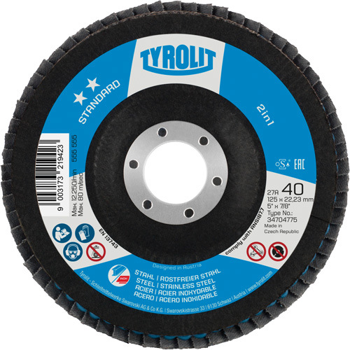 2-in-1 Flap Disc, 5" x Type 27A, 60 Grit Sidevic Inc.