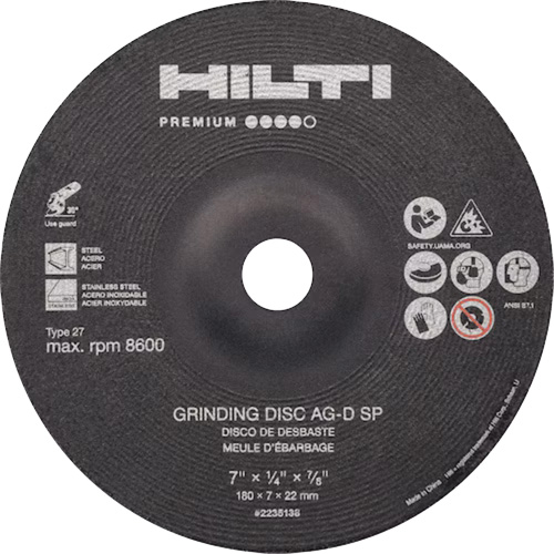 AG-D SP Premium Grinding Wheels, 5" x 1/4", 7/8" Arbor, Zirconium, Type 27 Sidevic Inc.