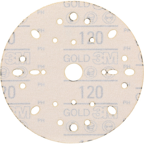 Disque abrasif dor&eacute; Hookit, dia 6", Grain 120, Oxyde d'aluminium, Poids C Sidevic Inc.