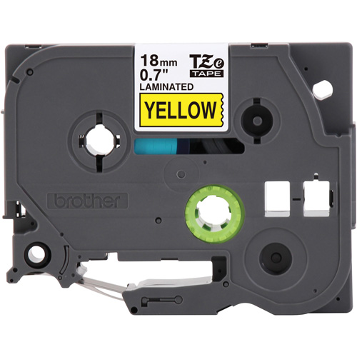 Cartouche de ruban pour syst&egrave;me d'&eacute;tiquetage P-touch, 18 mm x 8 m, Noir sur jaune Sidevic Inc.