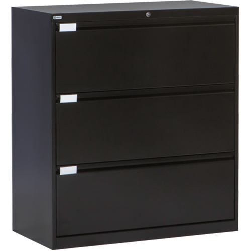 Lateral Filing Cabinet, Steel, 3 Drawers, 36" W x 18" D x 40-1/16" H, Black Sidevic Inc.