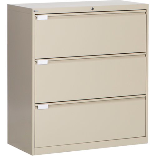 Lateral Filing Cabinet, Steel, 3 Drawers, 36" W x 18" D x 40-1/16" H, Beige Sidevic Inc.