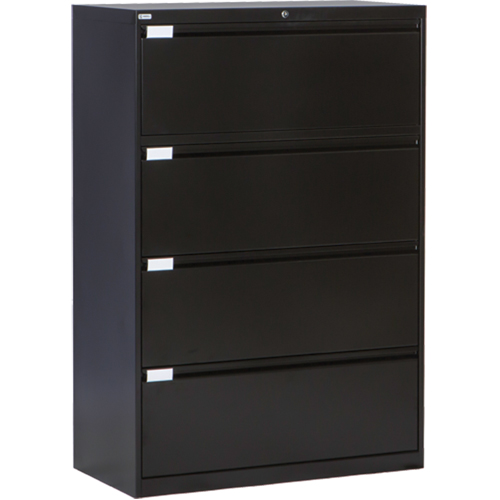 Lateral Filing Cabinet, Steel, 4 Drawers, 36" W x 18" D x 53-3/8" H, Black Sidevic Inc.
