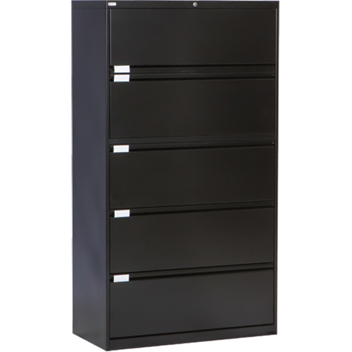 Classeur lat&eacute;ral, Acier, 5 tiroirs, 36" la x 18" p x 65-1/2" h, Noir Sidevic Inc.