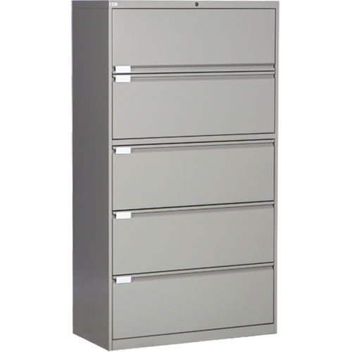 Lateral Filing Cabinet, Steel, 5 Drawers, 36" W x 18" D x 65-1/2" H, Grey Sidevic Inc.