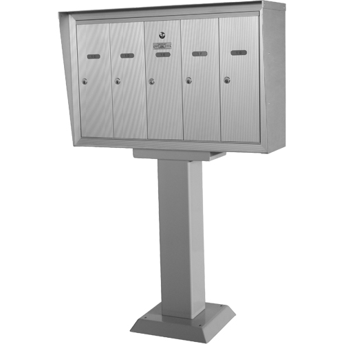 Boîtes aux lettres plateforme unique, Fixation Socle, 16" x 5-1/2", 5 portes, Aluminium Sidevic Inc.