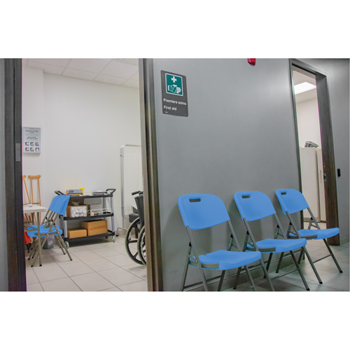 Folding Chair, Polyethylene, Blue, 350 lbs. Weight Capacity Sidevic Inc.