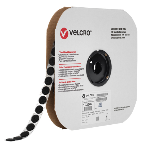Attache Velcoin, Crochet, 3/4" dia., Adh&eacute;sif, Noir Sidevic Inc.