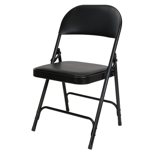Chaise pliante rembourr&eacute;e en vinyle, Acier, Noir, Capacit&eacute; 300 lb Sidevic Inc.