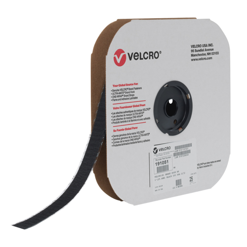 Fastener Tape, Hook, 25 yds x 1", Adhesive, Black Sidevic Inc.