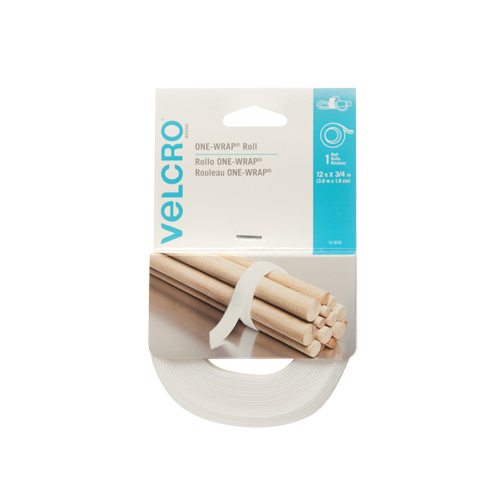 Ruban d'attaches One-Wrap, Boucle et crochet, 12' x 3/4", Auto-aggripant, Blanc Sidevic Inc.