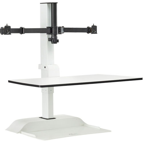 Soar Sit/Stand Electric Desk with Dual Monitor Arm, Desktop Unit, 37-1/4" H x 27-3/4" W x 22" D, White Sidevic Inc.