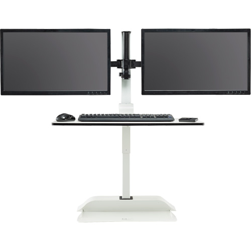 Soar Sit/Stand Electric Desk with Dual Monitor Arm, Desktop Unit, 37-1/4" H x 27-3/4" W x 22" D, White Sidevic Inc.