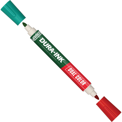 Marqueur &agrave; encre permanente et double couleur Markal Dura-Ink, Vert/Rouge, Pointe Ronde Sidevic Inc.