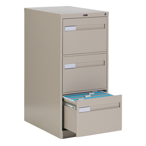 Classeur vertical &agrave; poign&eacute;es encastr&eacute;es, 3 tiroirs, 18.15" la x 26.56" p x 40" h, Beige Sidevic Inc.