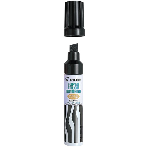 Refillable Super Colour Permanent Marker, Black, Chisel Tip Sidevic Inc.
