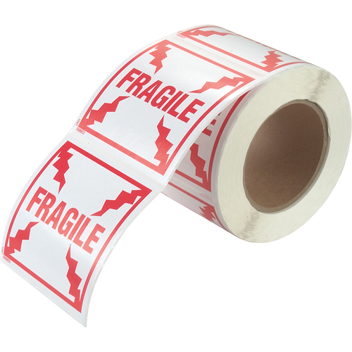 "Fragile" Special Handling Labels, 4" L x 4" W, Red on White Sidevic Inc.