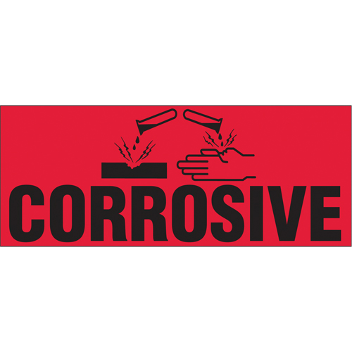 "Corrosive" Special Handling Labels, 5" L x 2" W, Black on Red Sidevic Inc.