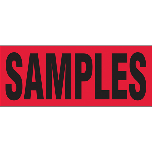 "Samples" Special Handling Labels, 5" L x 2" W, Black on Red Sidevic Inc.