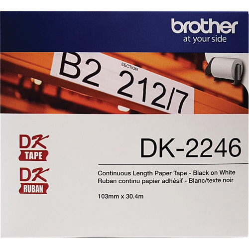 Continuous Paper Tape Labels, 103 mm x 100'/30.4 m, Black on White Sidevic Inc.