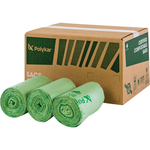 Certified Compostable Bags, Regular, 60" L x 48" W, Clear, 245 L (65 Gal.) Capacity Sidevic Inc.