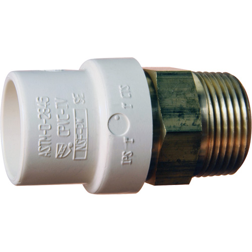 Threaded Pipe Adapter, Hub x MPT, 1/2" Dia., Brass/CPVC Sidevic Inc.