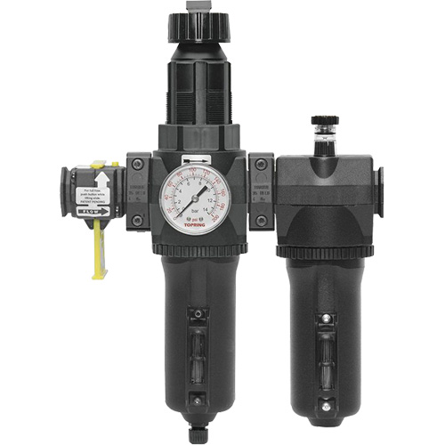 Filtre + r&eacute;gulateur + lubrificateur &agrave; drain manuel avec bol standard et manom&egrave;tre Modulair 400, 3/4" NPT Sidevic Inc.