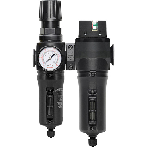 Filtre/r&eacute;gulateur + filtre coalescent drain manuel avec bol en m&eacute;tal Modulair 300, 1/4" NPT, 250 PSI, Capacit&eacute; de 5,1 oz liq. Sidevic Inc.