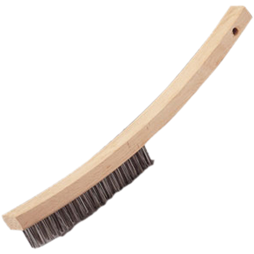 Brosse &agrave; main &agrave; r&eacute;curer &agrave; manche courb&eacute;, Acier inoxydable, 4 x 20 rangs de fils, Longueur 17" Sidevic Inc.