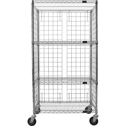Chariot ferm&eacute; en treillis m&eacute;tallique, Chrom&eacute;, 36" x 69" x 24", Capacit&eacute; 800 lb Sidevic Inc.