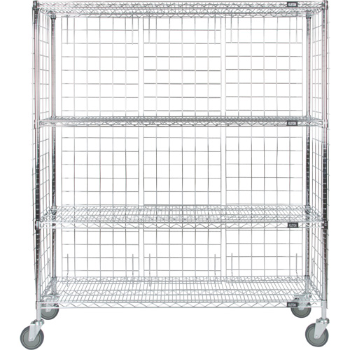 Chariot ferm&eacute; en treillis m&eacute;tallique, Chrom&eacute;, 60" x 69" x 24", Capacit&eacute; 800 lb Sidevic Inc.