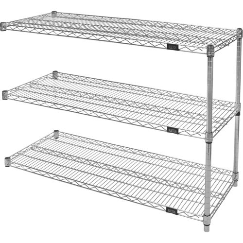 Heavy-Duty Chromate Wire Shelving, Add-On Kit, 3 Tiers, 30" W x 33" H x 14" D Sidevic Inc.