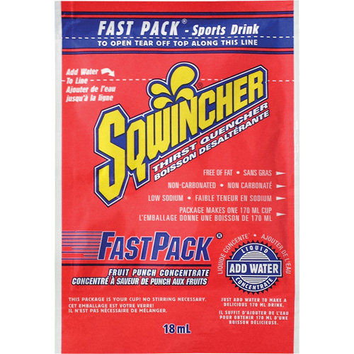 Sqwincher&reg; Boisson de r&eacute;hydratation Fast Pack, Emballage-portion, Punch aux fruits Sidevic Inc.