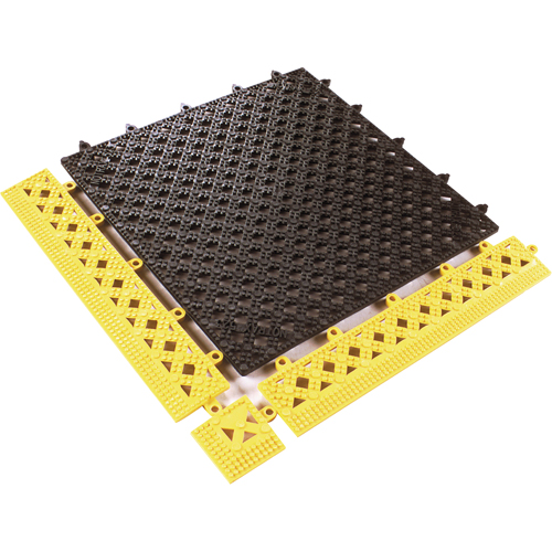 TAPIS MODULAIRE LOK-TYLE 12"X12" JAUNE NOIR, Vinyle, 1' la c, 1' lo, 9/16" &eacute;paisseur, Noir Sidevic Inc.
