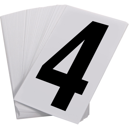 Num&eacute;ros autocollants, 4, 3-1/2" h, Noir sur blanc Sidevic Inc.