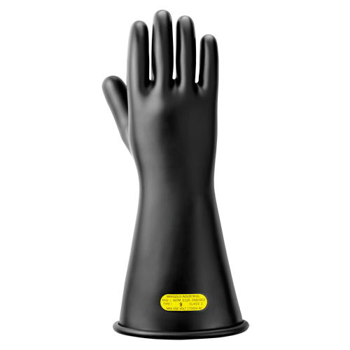 Black Natural Rubber Insulating Gloves, ASTM Class 2, Size 10, 14" L Sidevic Inc.
