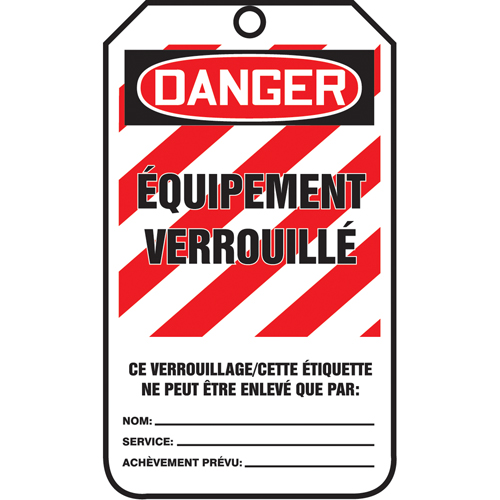 &eacute;tiquettes de s&eacute;curit&eacute; - Verrouillage, Papier cartonn&eacute;, 3-1/8" la x 5-7/8" h, Français Sidevic Inc.