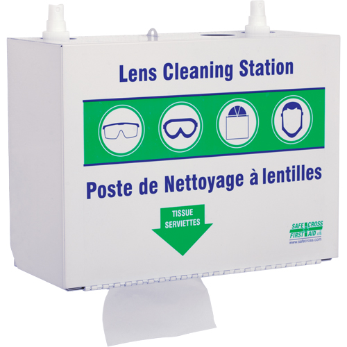 Metal Lens Cleaning Stations - Two 500ml Solutions & 1 Box of Tissue, Metal, 10.5" L x 5.5" D x 6.3" H Sidevic Inc.