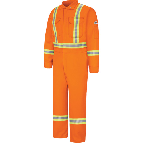 Flame-Resistant Coveralls with Reflective Trim, Size 38, Orange, 12.2 cal/cm² Sidevic Inc.