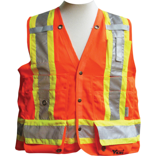 Surveyor Safety Vest, High Visibility Orange, Medium, Polyester Sidevic Inc.