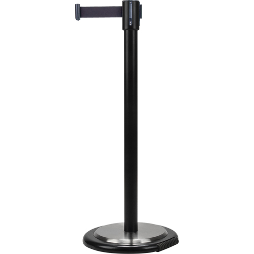 Free-Standing Crowd Control Barrier, Steel, 35" H, Black Tape, 7' Tape Length Sidevic Inc.