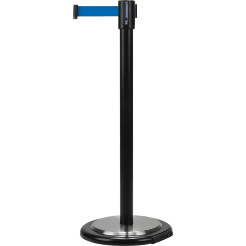 Barri&egrave;res sur pieds pour le contr&ocirc;le des foules, Acier, 35" h, Ruban Bleu, Longueur du ruban 7' Sidevic Inc.