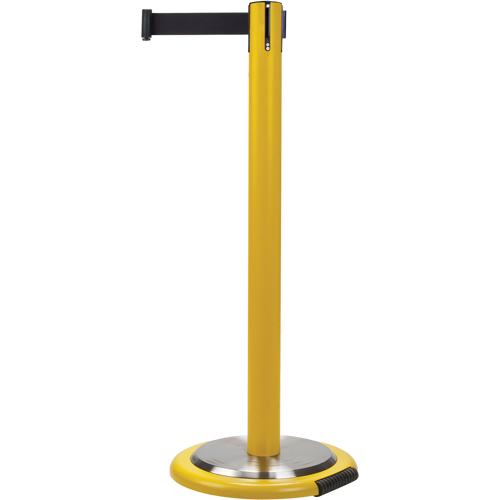 Barri&egrave;res sur pieds pour le contr&ocirc;le des foules, Acier, 35" h, Ruban Noir, Longueur du ruban 7' Sidevic Inc.