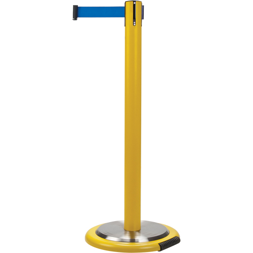 Free-Standing Crowd Control Barrier, Steel, 35" H, Blue Tape, 7' Tape Length Sidevic Inc.