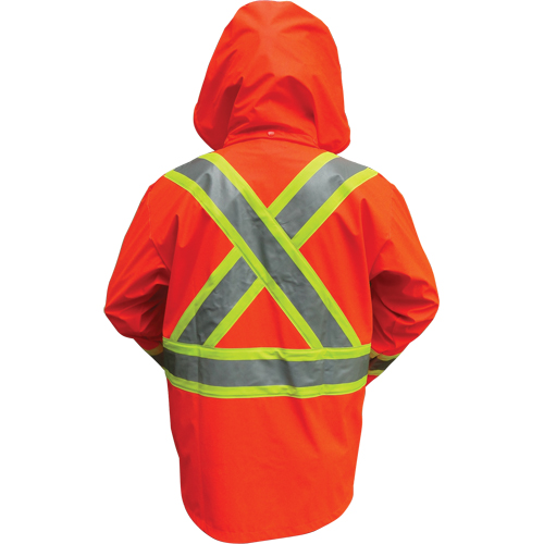 Hi-Vis FR/PU Safety Rain Jackets, Small, High Visibility Orange Sidevic Inc.