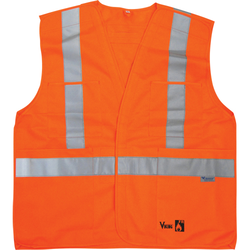 Vestes de s&eacute;curit&eacute; ignifug&eacute;es, Orange haute visibilit&eacute;, Moyen/Petit, Polyester Sidevic Inc.